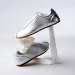 Groundies Zen Metallic Silver Női Bőr Barefoot Sneaker