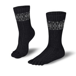 Knitido Merino & Cashmere Snowflakes Black/Gray gyapjúzokni