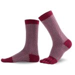 Knitido SILL Merino & Cotton Wine Red / Light Grey Zokni