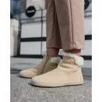 Shapen Fluffy 2.0 Beige Bőr Bélelt Barefoot Bakancs