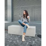 Shapen Fluffy 2.0 Beige Bőr Bélelt Barefoot Bakancs