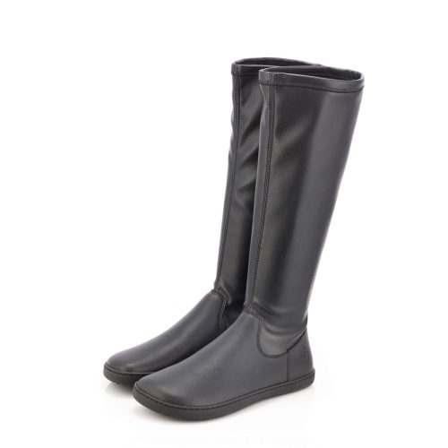 Shapen Stretchy Black  Női Vegán Bőr Barefoot Csizma
