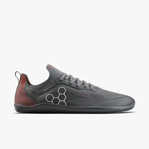 Vivobarefoot Primus Lite Knit Mens Obsidian - Cherry Tomato Sportcipő